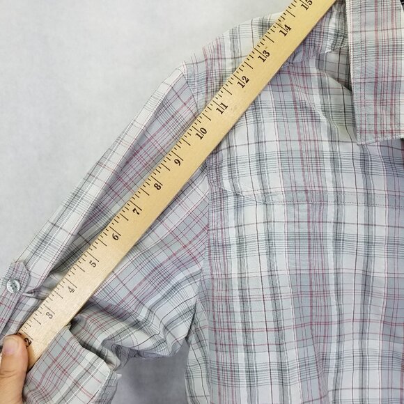 Toad & Co Surveyor Shirt Men's S Grey Plaid Button Up Camp Sleeve Outdoor Hike - Picture 16 of 16
